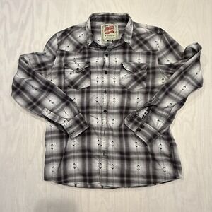 JNCO Shirt Mens Large Gray Aztec Western Long Sleeve Pearl Snap